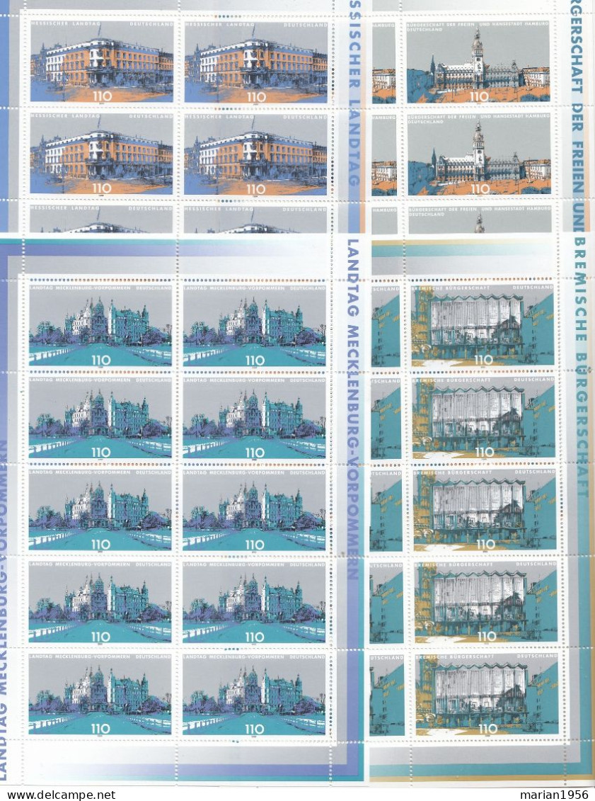 Germany 1999 - PARLEMENTS FEDERAUX - 4 Feuilles X 10 Val.- Mich. 230,36,37,40 - 54 Eur.  - MNH - Other & Unclassified