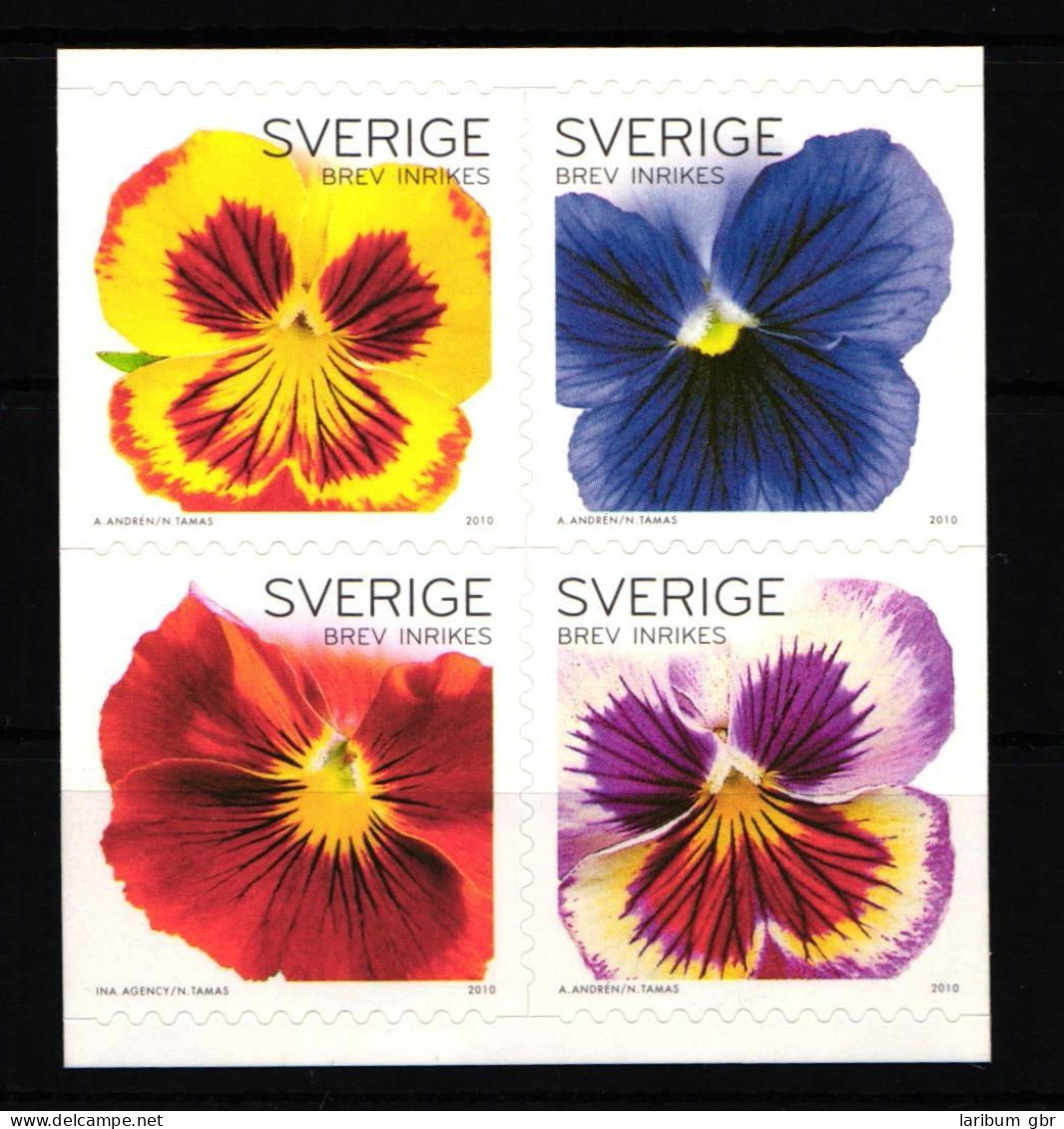 Schweden 2759-2762 Postfrisch Viererblock Blumen Gartenstiefmütterchen #IK574 - Other & Unclassified