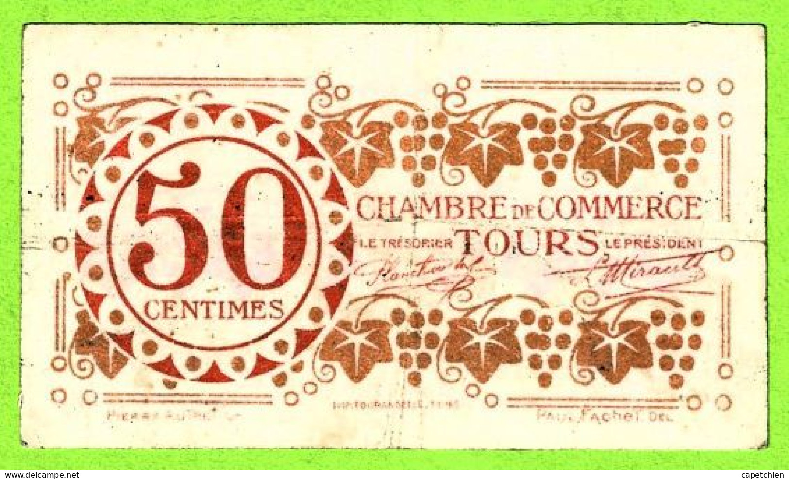 FRANCE / CHAMBRE De COMMERCE De TOURS / 50 CENTIMES/ 27 DECEMBRE 1920 / 290,601 / SERIE - Cámara De Comercio