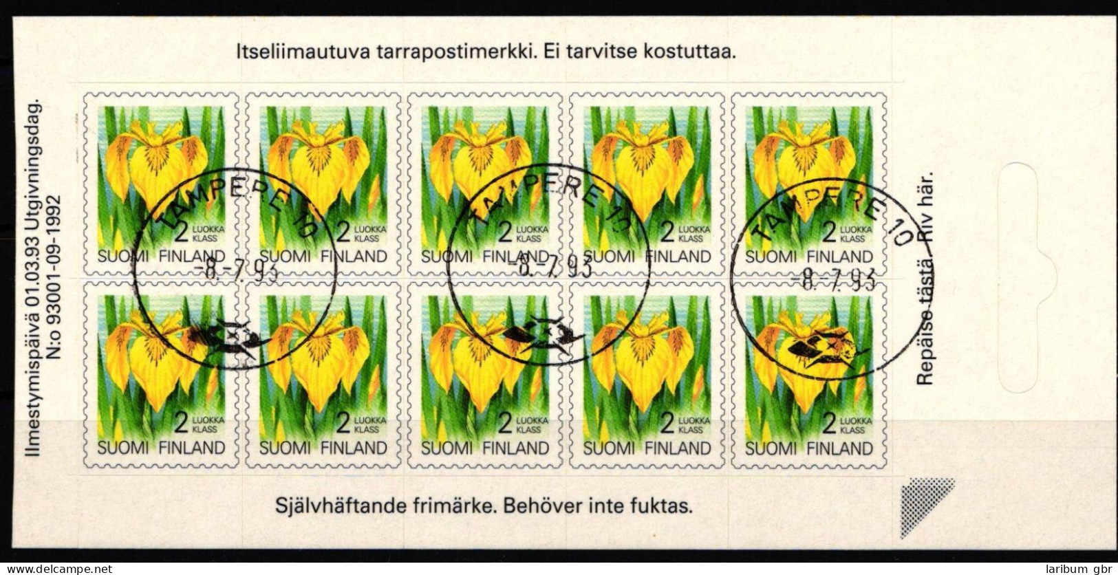 Finnland 1199 Gestempelt Folienblatt Blumen Gelbe Schwertlilie #IQ504 - Andere & Zonder Classificatie