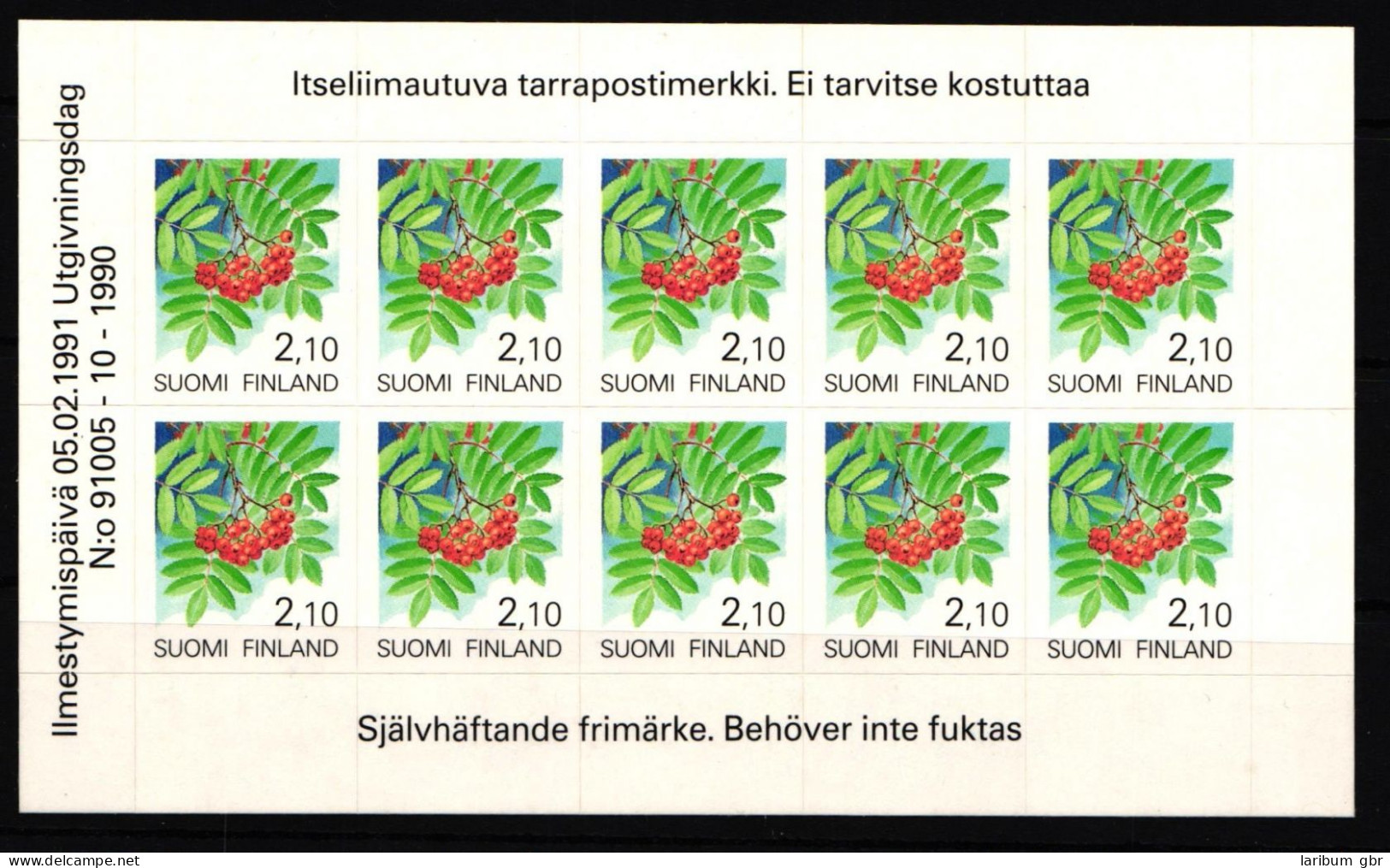 Finnland 1129 Postfrisch Folienblatt Pflanzen Eberesche #IK994 - Otros & Sin Clasificación