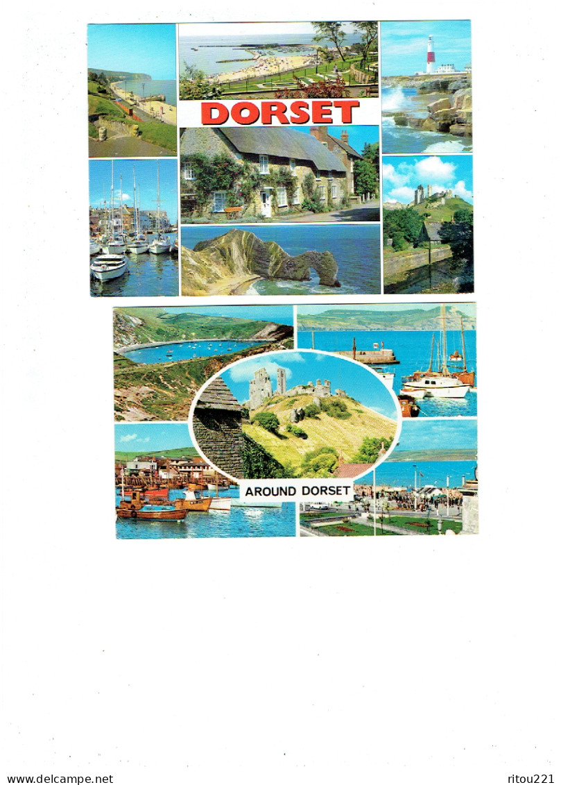 Lot 2 Cpm - Dorset - Multivues -  Bateau Phare Golf - SWANAGE - 1981 - - Autres & Non Classés