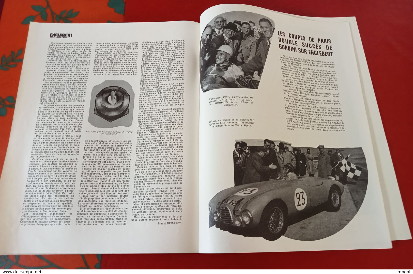 Englebert Magazine n°77 Mai 1955 Grand Prix Agadir Jeux Olympiques Australie Touraine 403 Peugeot Coupe Paris Gordini