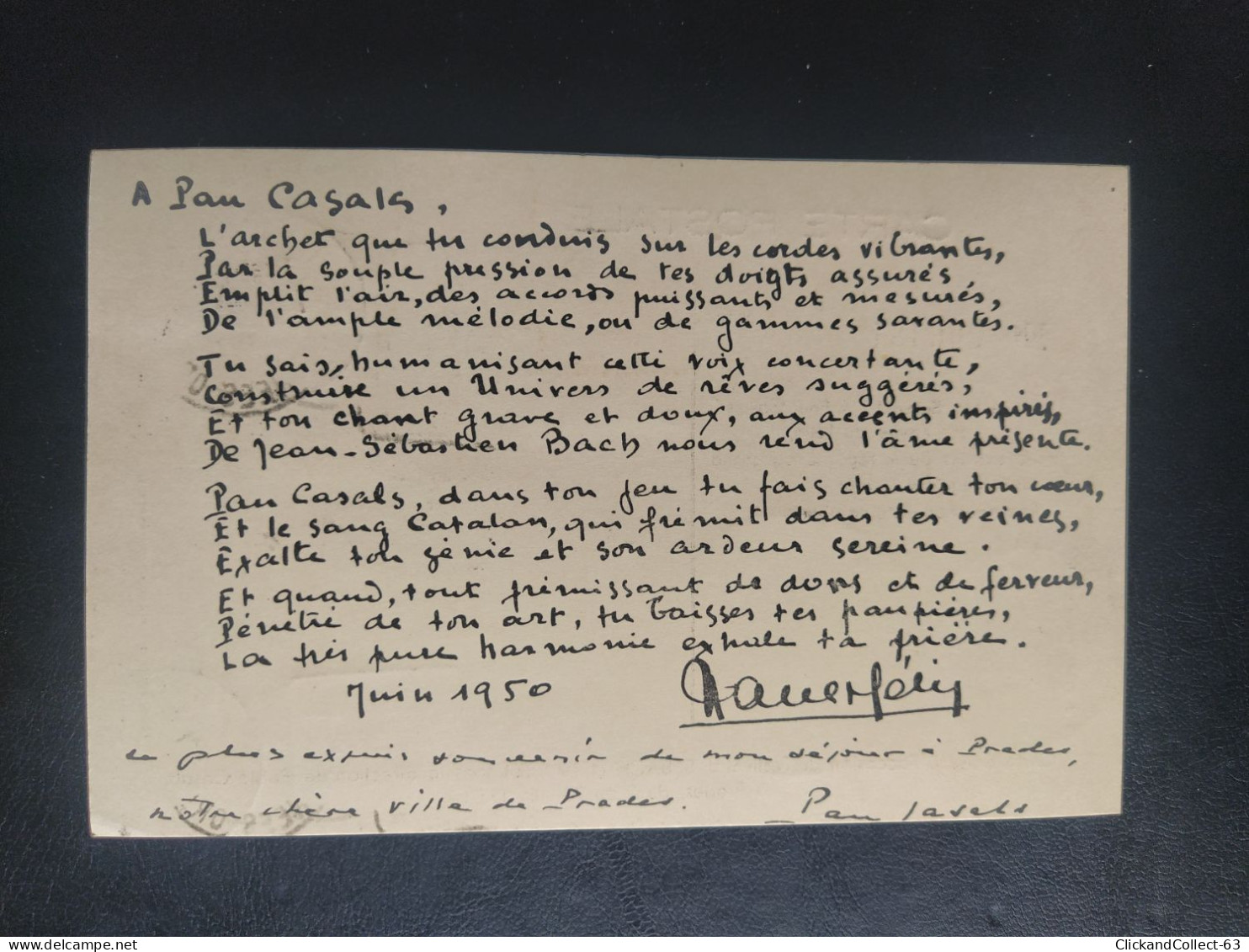 Daguin Prades Festival J S Bach Juin 1950 Flamme Omec Exposition Philatelique - Oblitérés