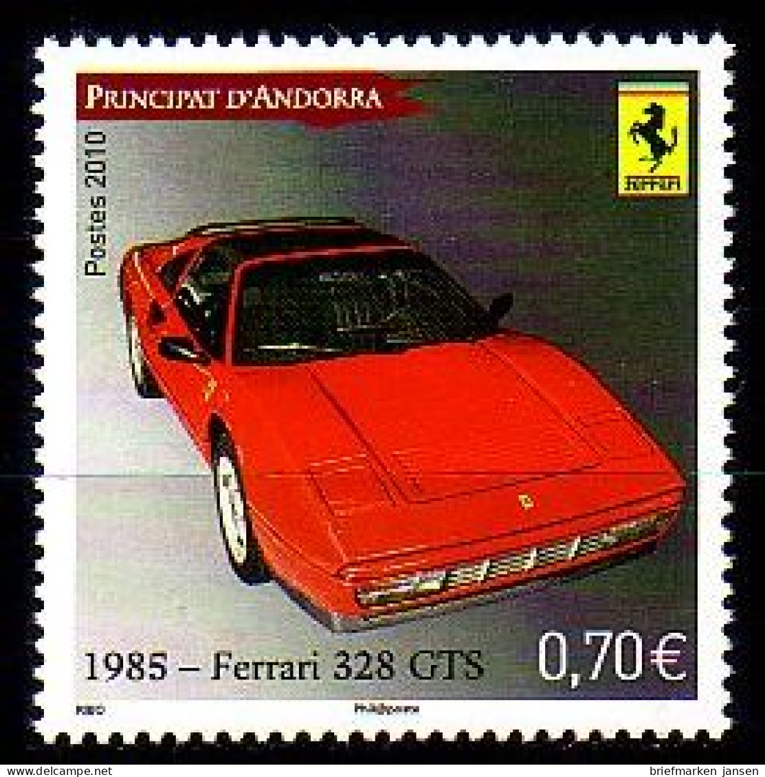 Andorra Franz Mi.Nr. 717 Automobile, Ferrari 328 GTS (0,70) - Andere & Zonder Classificatie