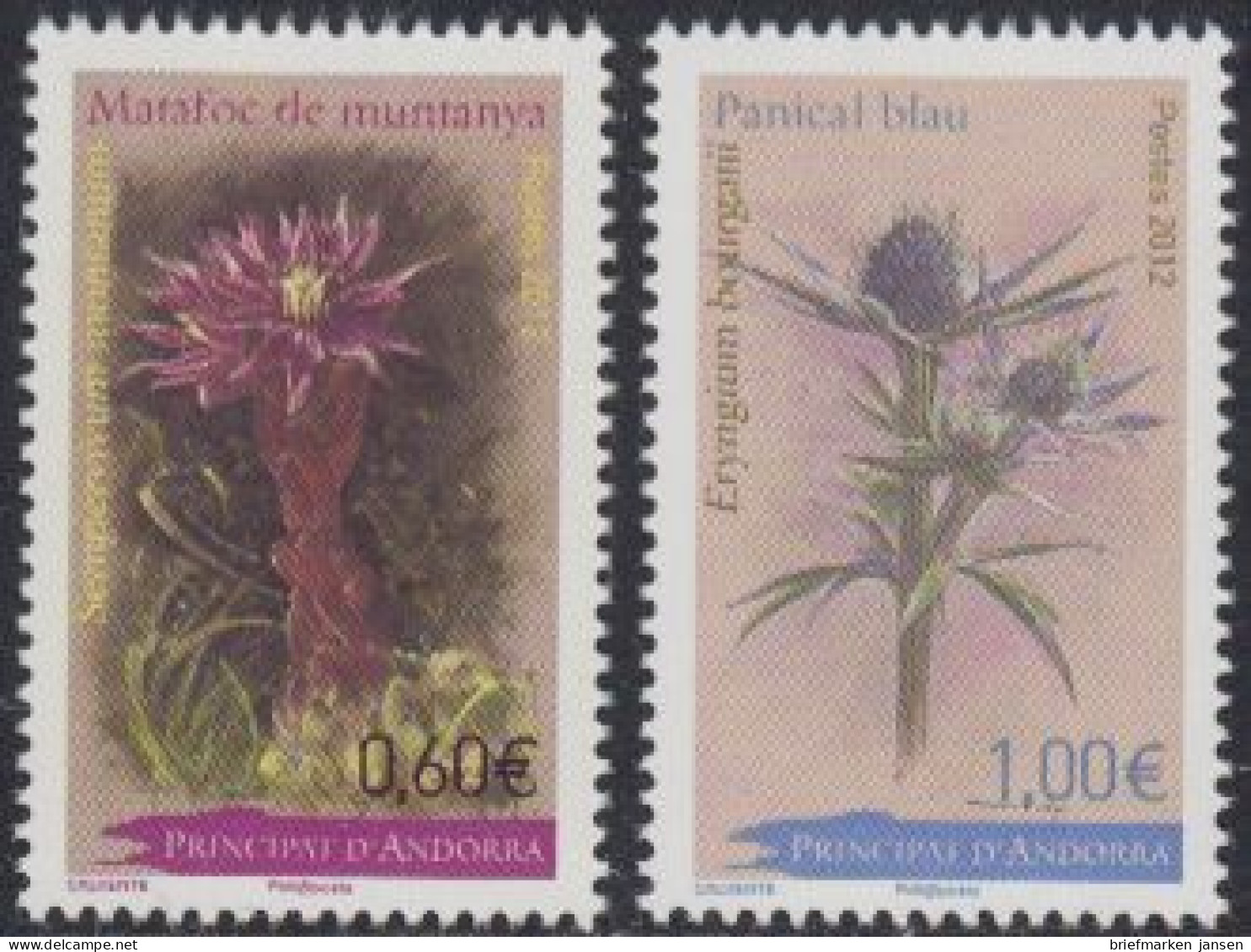 Andorra Franz Mi.Nr. 749-50 Pflanzen, Hauswurz Und Edeldistel (2 Werte) - Andere & Zonder Classificatie