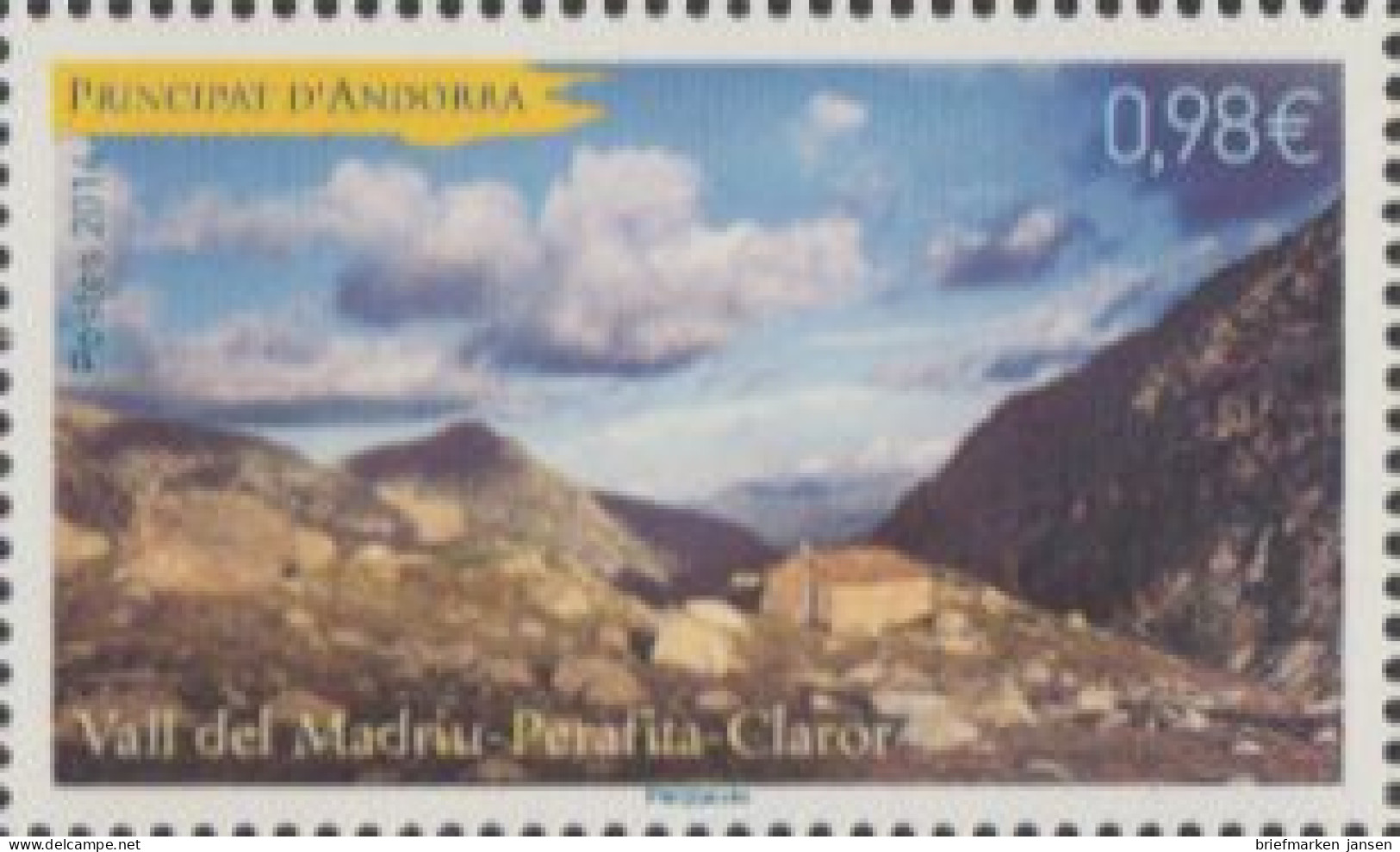 Andorra Franz Mi.Nr. 774 UNESCO-Welterbe Vall Del Madriu-Perafita-Claror (0,98) - Altri & Non Classificati