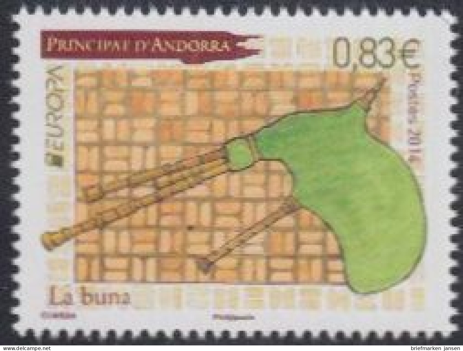 Andorra Franz Mi.Nr. 773 Europa 2014, Volksmusikinstrumente, Dudelsack (0,83) - Other & Unclassified