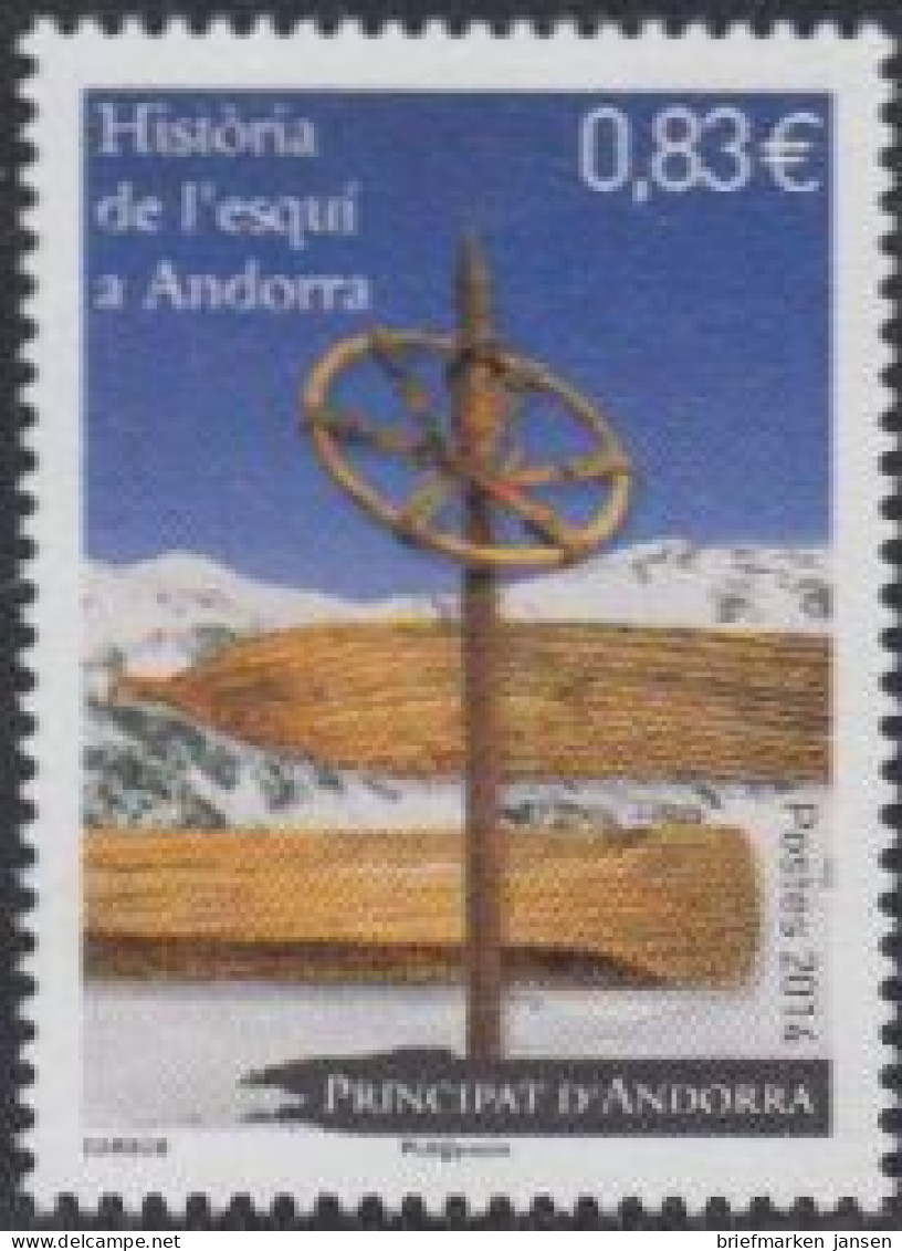 Andorra Franz Mi.Nr. 781 Geschichte Des Skifahrens, Skistock Und Skier (0,83) - Andere & Zonder Classificatie