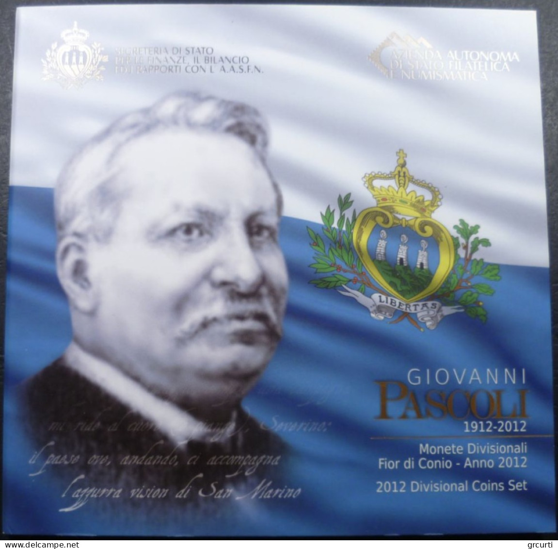 San Marino - 2012 - Serie Zecca - Con 5 € Argento "Giovanni Pascoli" - San Marino