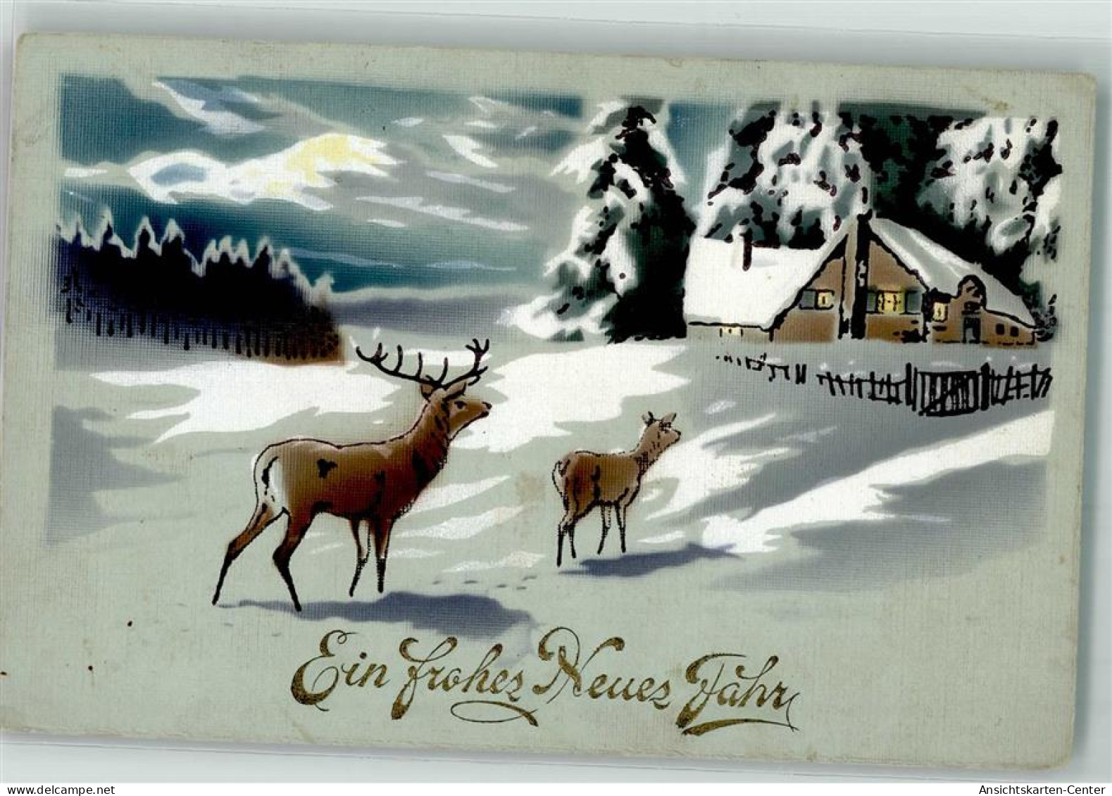 39174704 - Winterlandschaft Hirsch AK - Anno Nuovo