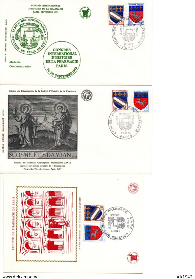 Lot De 10 Documents : 2 Encarts + 4 Enveloppes + 4 Cartes - Thématique Médecine, Pharmacie - 1970-1979