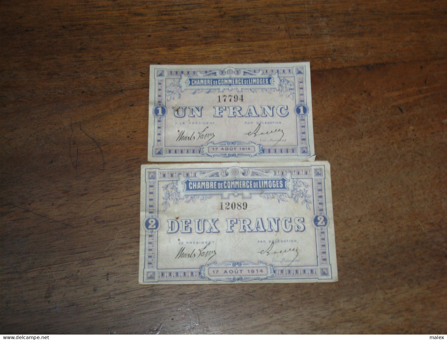 Billets UN FRANC & DEUX FRANCS / Chambre De Commerce De LIMOGES - Chambre De Commerce