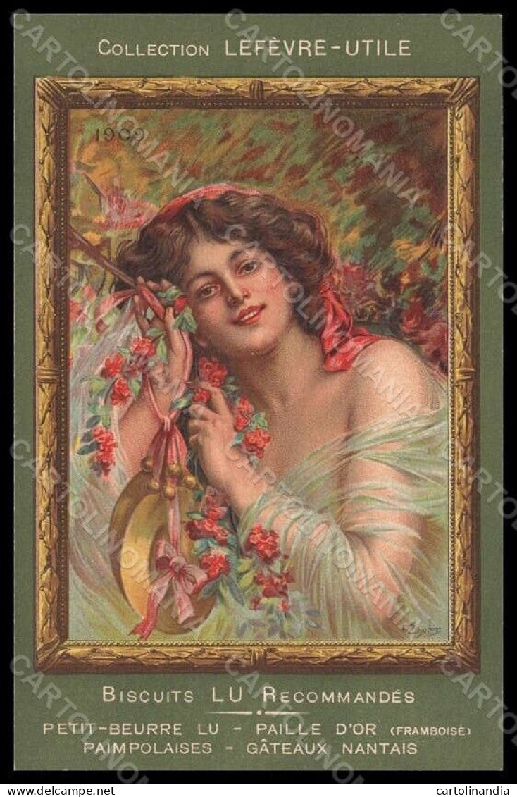 Artist Signed Lady Collection Lefevre Advertising Art Nouveau Postcard VK8086 - Publicité