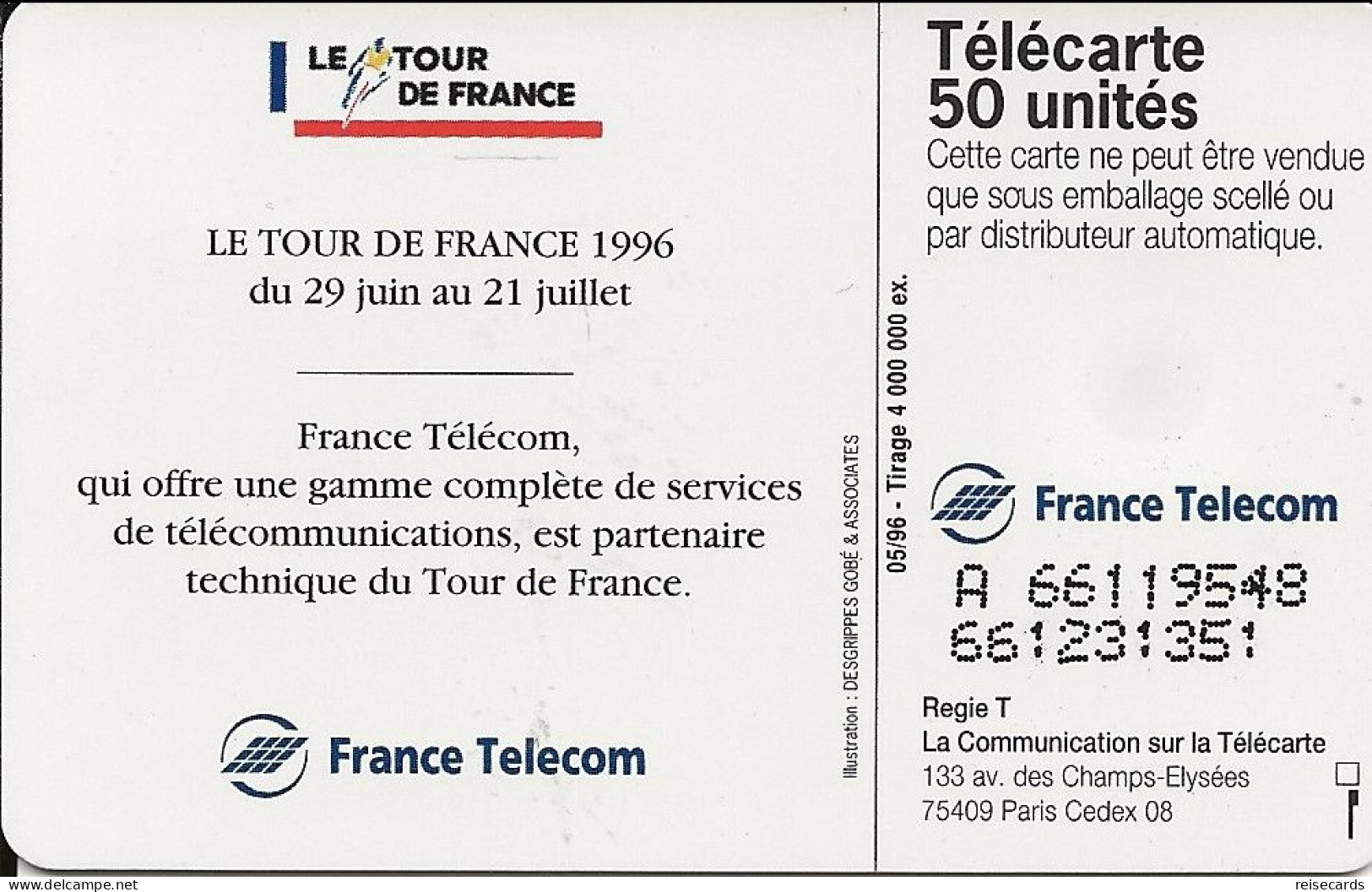 France: France Telecom 05/96 F653 Tour De France 96 - 1996