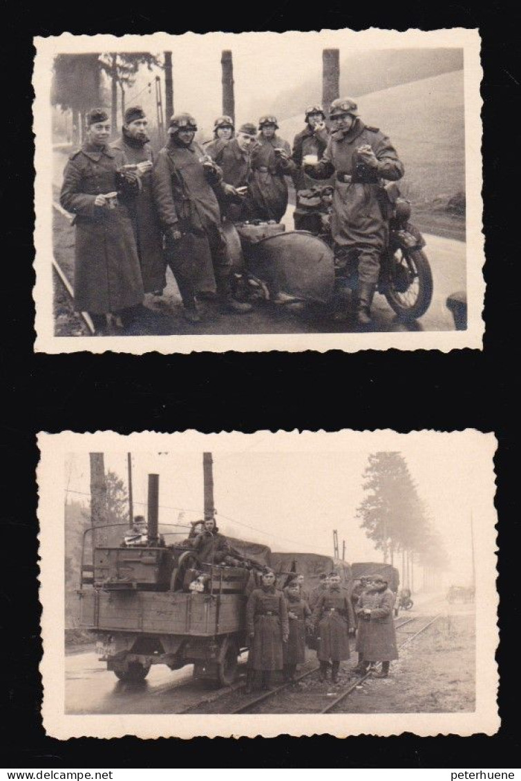 Drittes Reich.DINANT-Philippeville,Belgien-Wallonien.2 Fotos Wehrmachtssoldaten.Rast Zwischen Dinant Und Philippeville - 1939-45