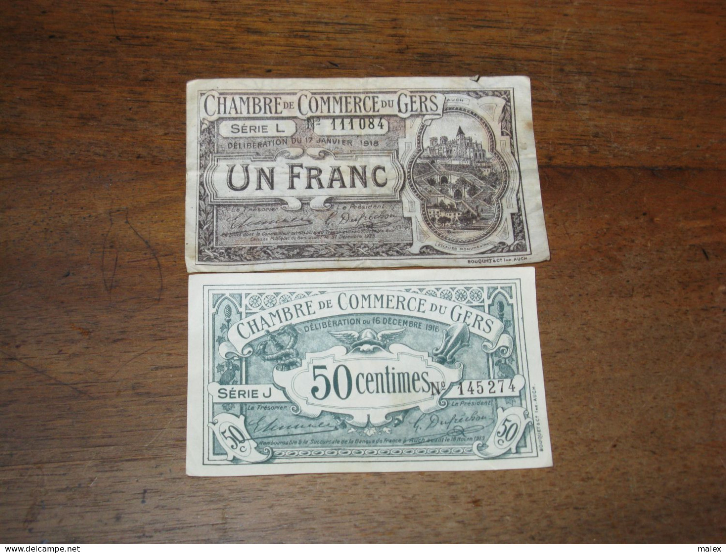 Billets UN FRANC & 0,50 Cts  / Chambre De Commerce Du GERS   1916 - 1918 - Chambre De Commerce