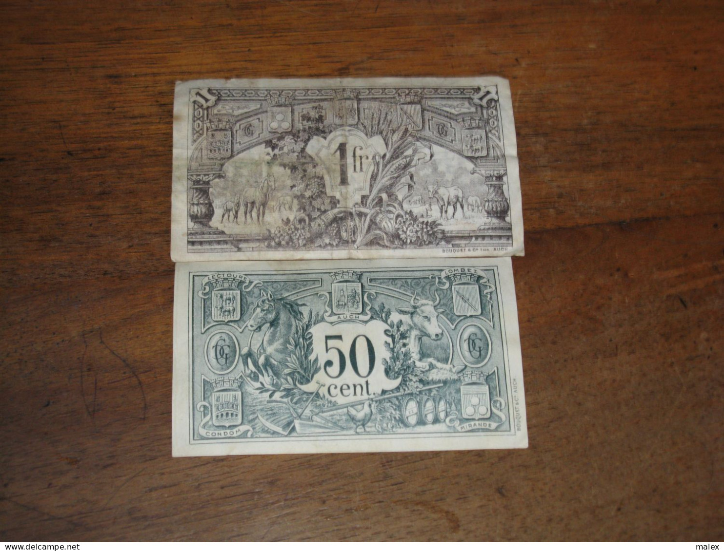 Billets UN FRANC & 0,50 Cts  / Chambre De Commerce Du GERS   1916 - 1918 - Chambre De Commerce