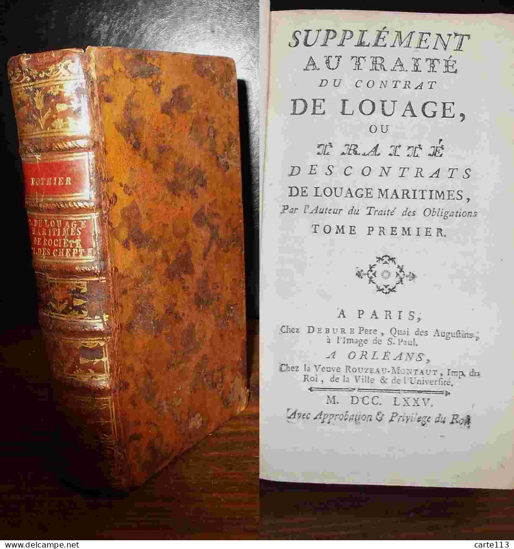 POTHIER R.-J. - SUPPLEMENT AU CONTRAT DE LOUAGE - 1701-1800