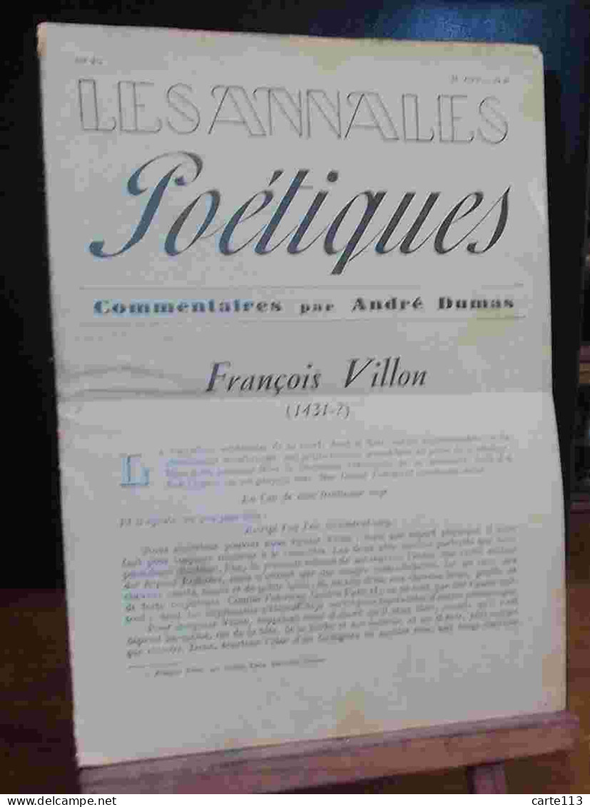 DUMAS Andre - LES ANNALES POETIQUES - FRANCOIS VILLON - 1901-1940