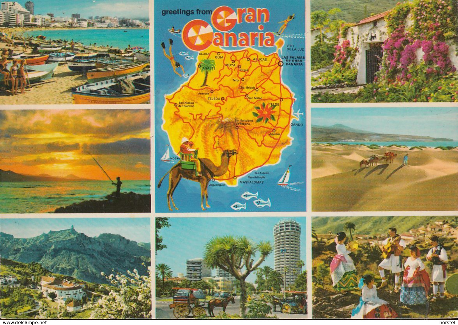 Spanien - Gran Canaria - 7 Old Views - Ansichten - Map -2x Nice Stamps - Gran Canaria