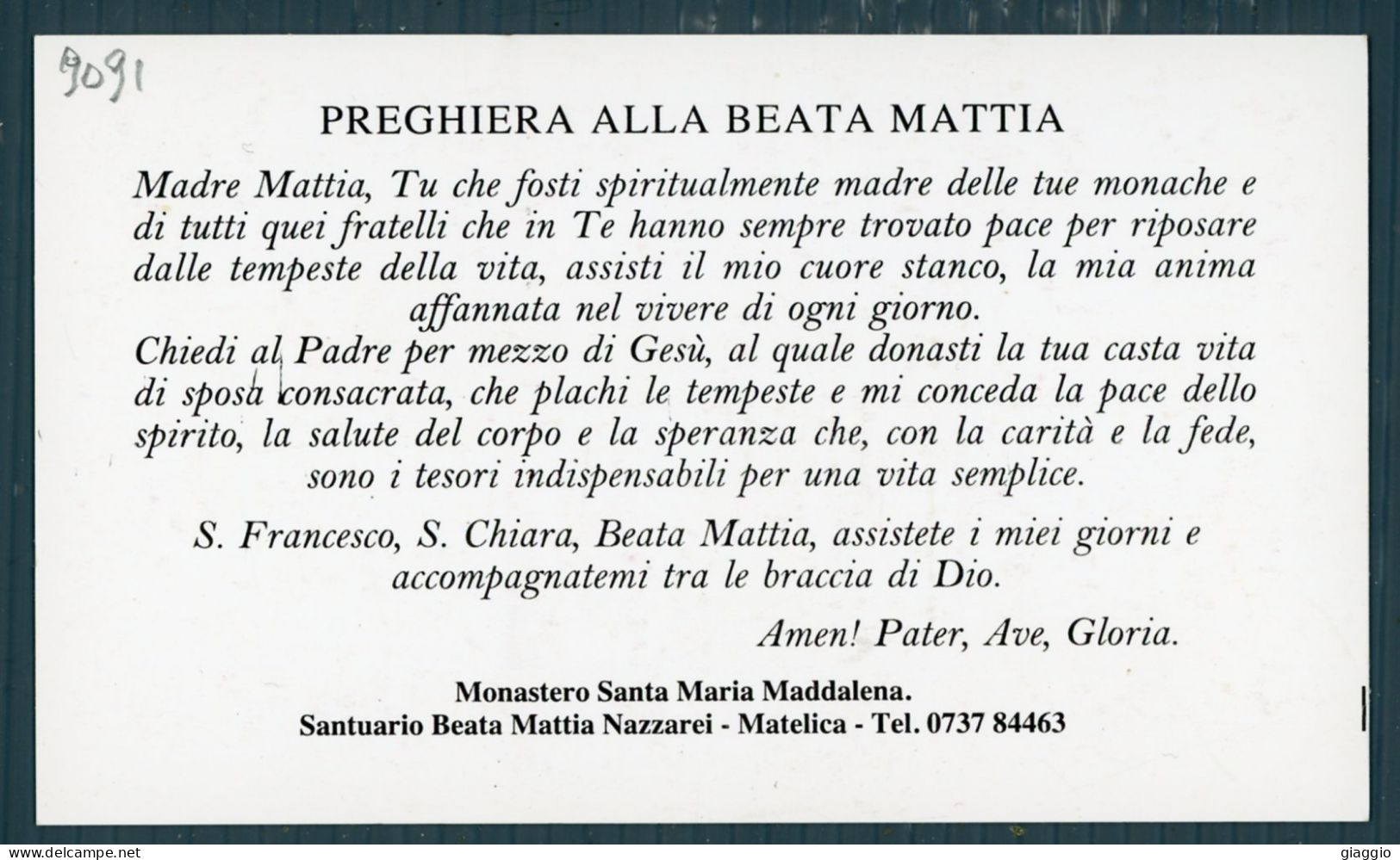 °°° Santino N. 9091 - Beata Mattia Dei Nazzarei - Matelica °°° - Religion & Esotericism