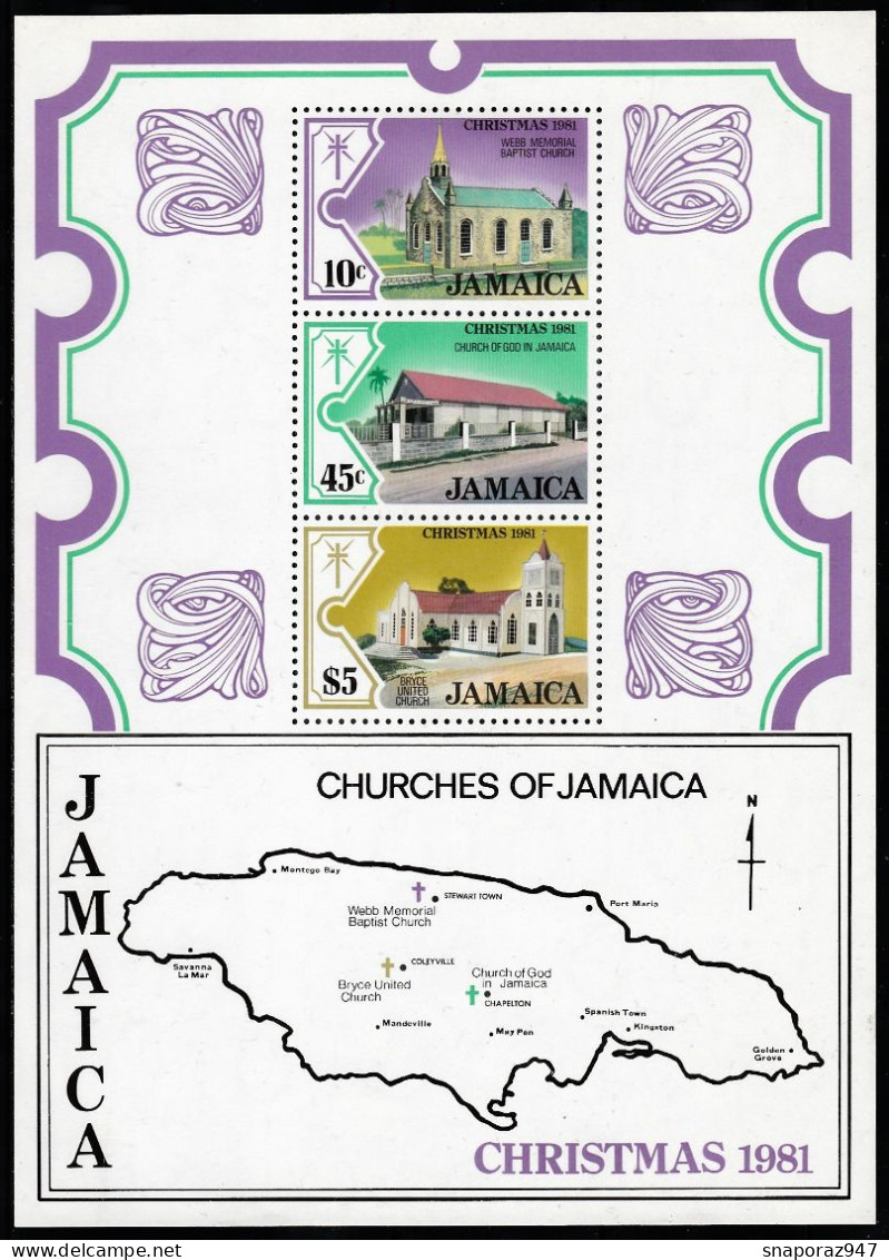 1981 Giamaica Jamaica Christmas Maps MNH** Spa305 - Kirchen U. Kathedralen