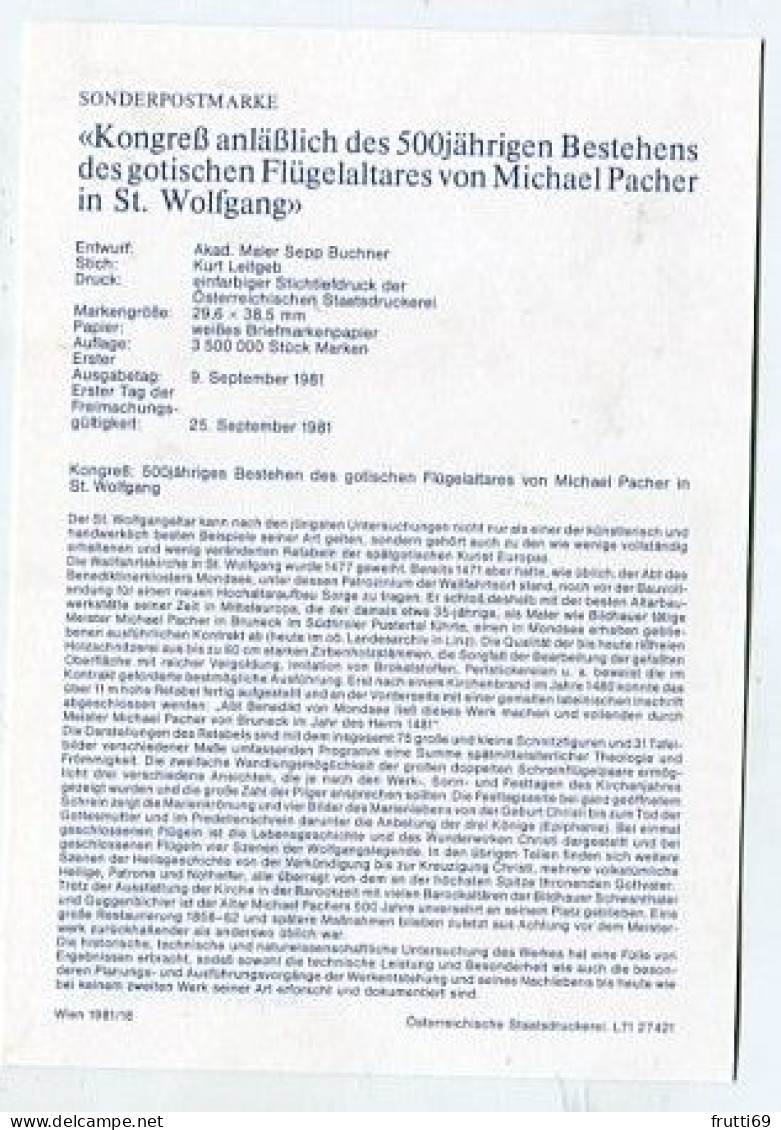 MC 213283 AUSTRIA - Kongreß Anläßlich Des 500 Jährigen Bestehens Des Gotischen Flügelaltars Von Michael Pacher In St. Wo - Cartas Máxima