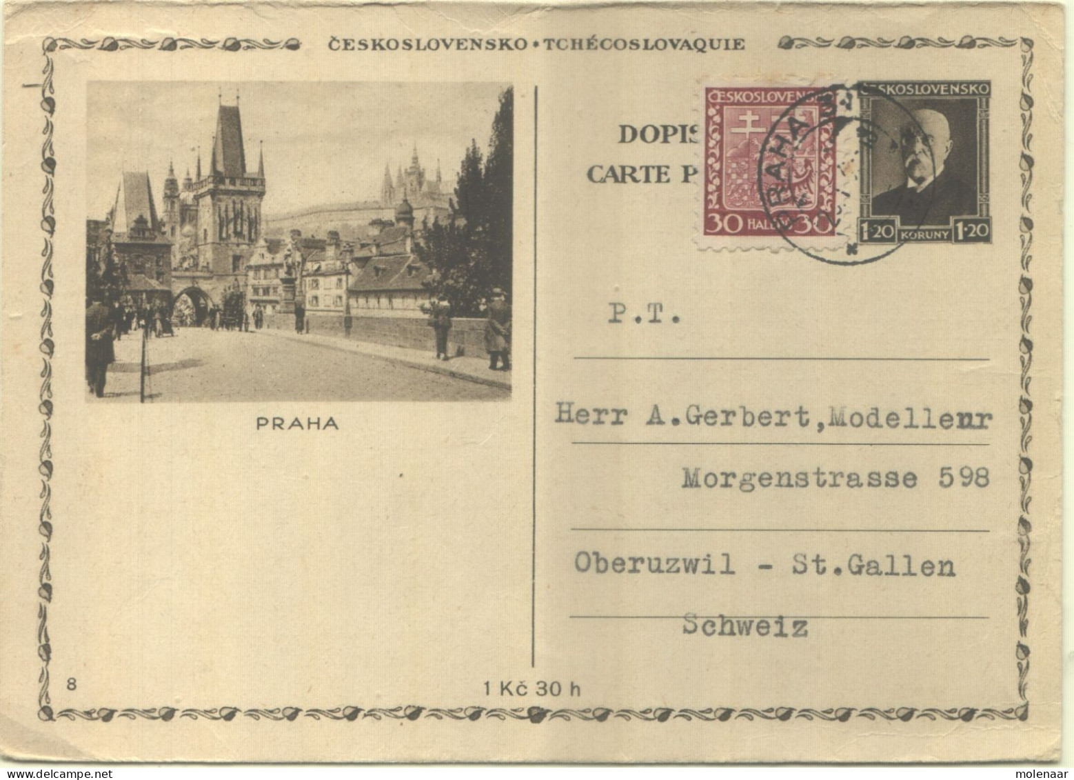 Postzegels > Europa > Tsjechoslowakije > 1918-39 > Briefkaart Uit 1939 (16803) - Cartas & Documentos