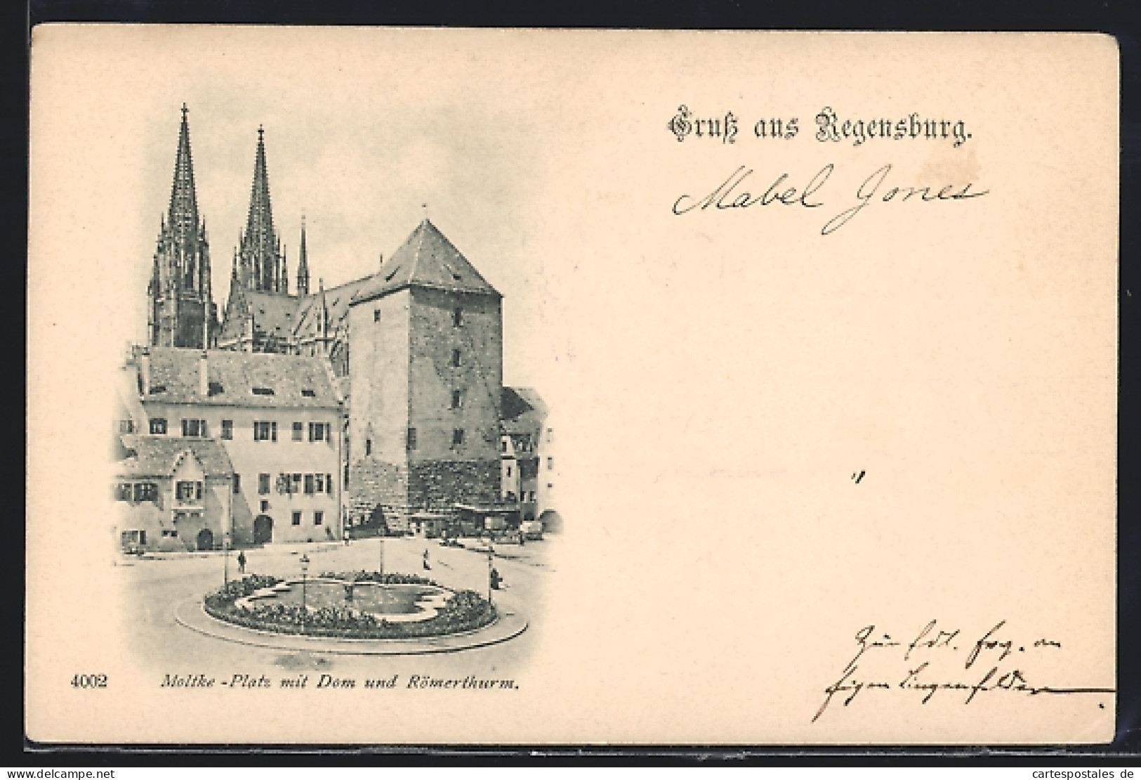 AK Regensburg, Moltke-Platz Mit Dom Und Römerturm  - Regensburg