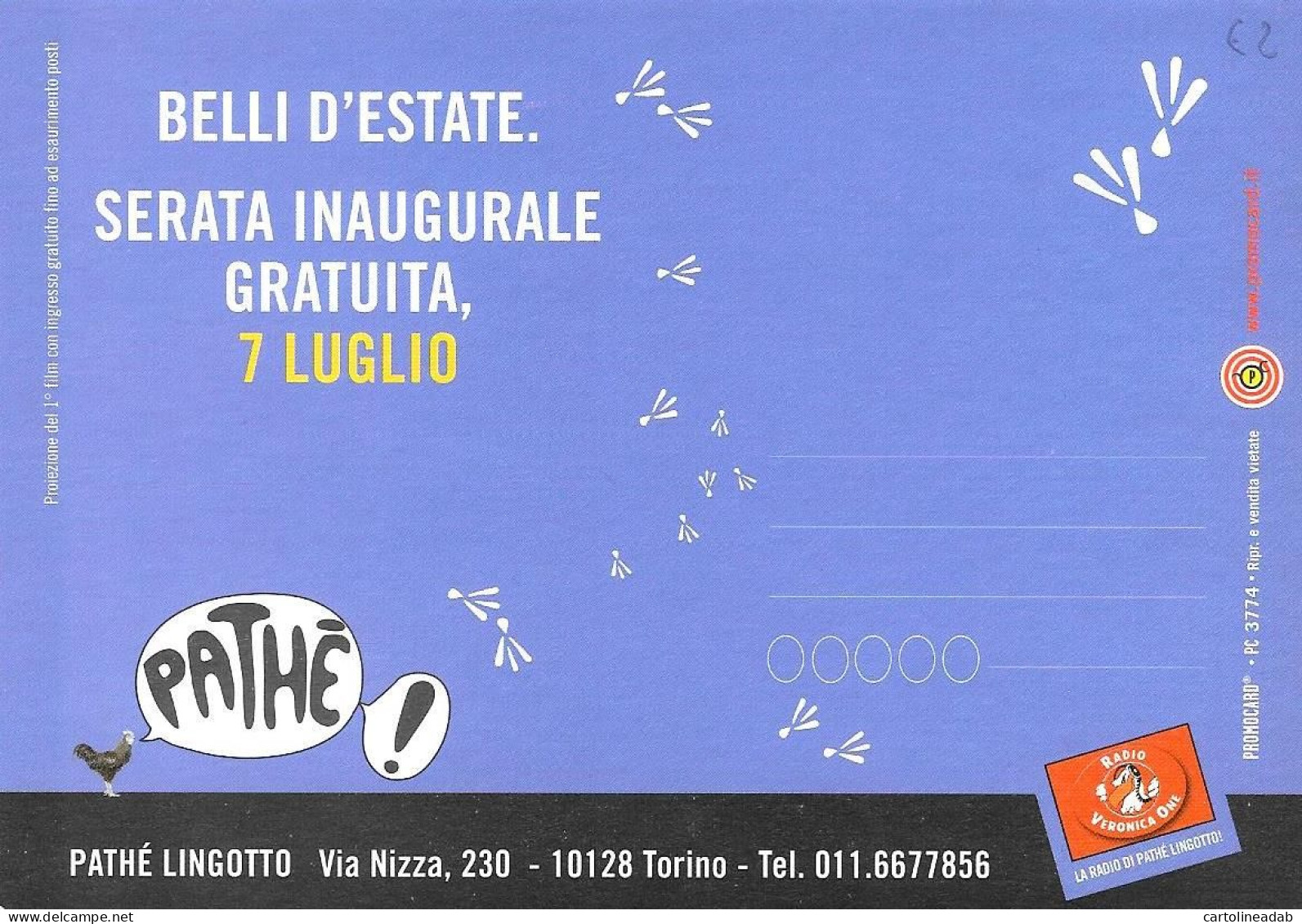 [MD9381] CPM - CINEMA PATHE' LINGOTTO TORINO - PROMOCARD 3774 - PERFETTA - Non Viaggiata - Advertising