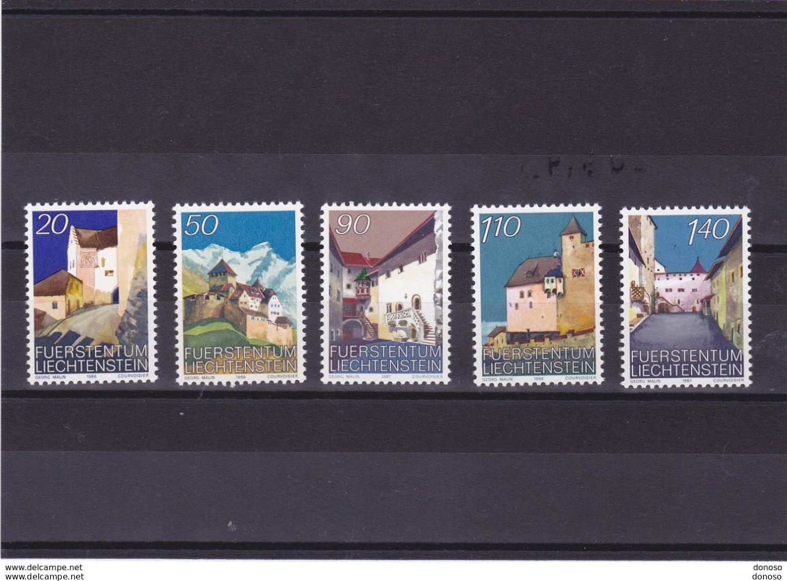 LIECHTENSTEIN 1986-1987 CHÂTEAU DE VADUZ  Yvert 837-839 + 857-858 NEUF** MNH Cote : 6 Euros - Unused Stamps