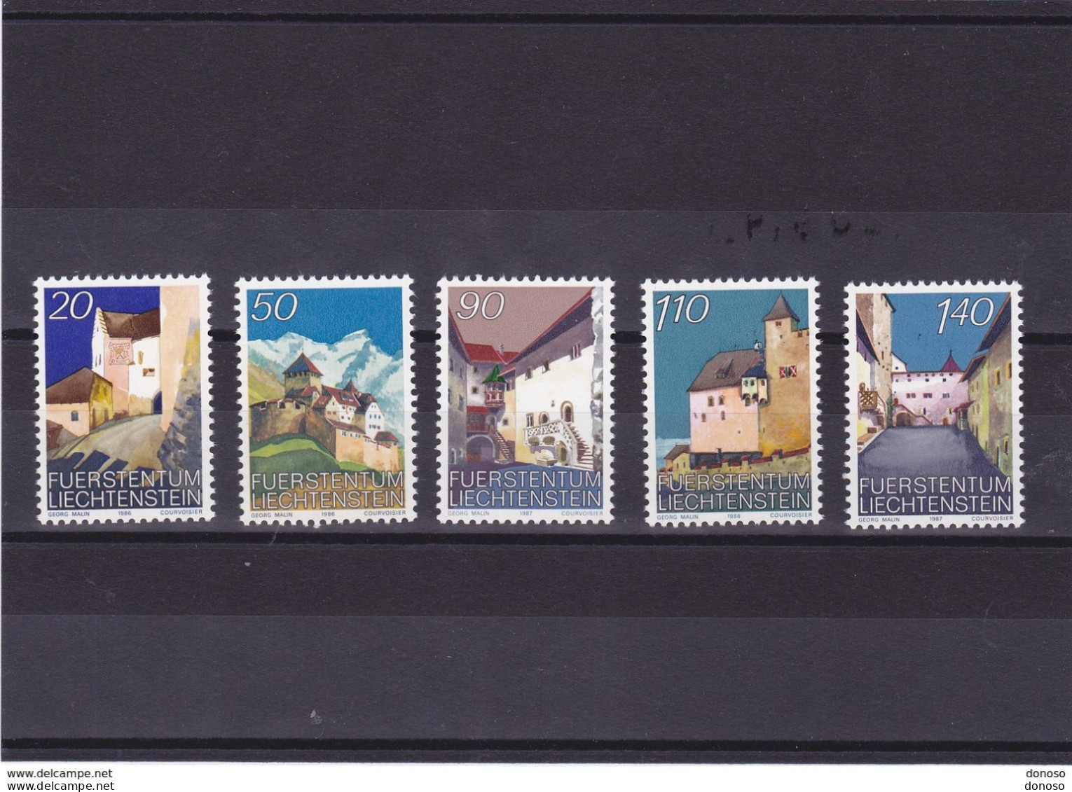 LIECHTENSTEIN 1986-1987 CHÂTEAU DE VADUZ  Yvert 837-839 + 857-858 NEUF** MNH Cote : 6 Euros - Neufs