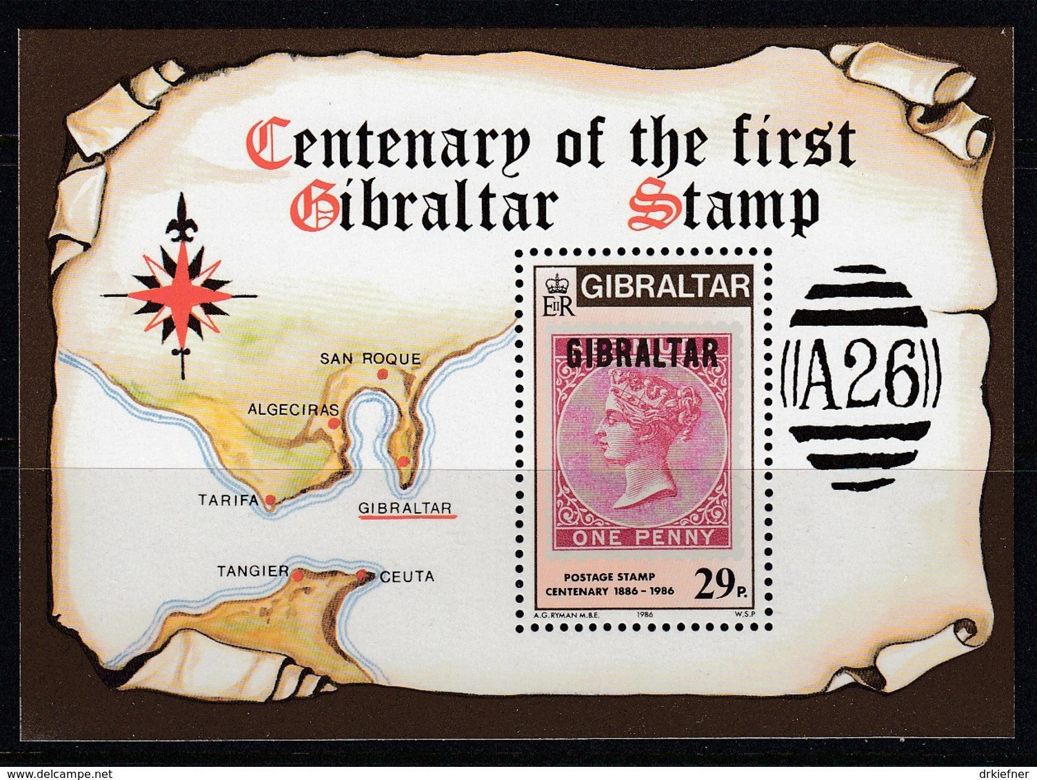 GIBRALTAR  Block 9, Postfrisch **, 100 Jahre Briefmarken Von Gibraltar 1986 - Gibraltar