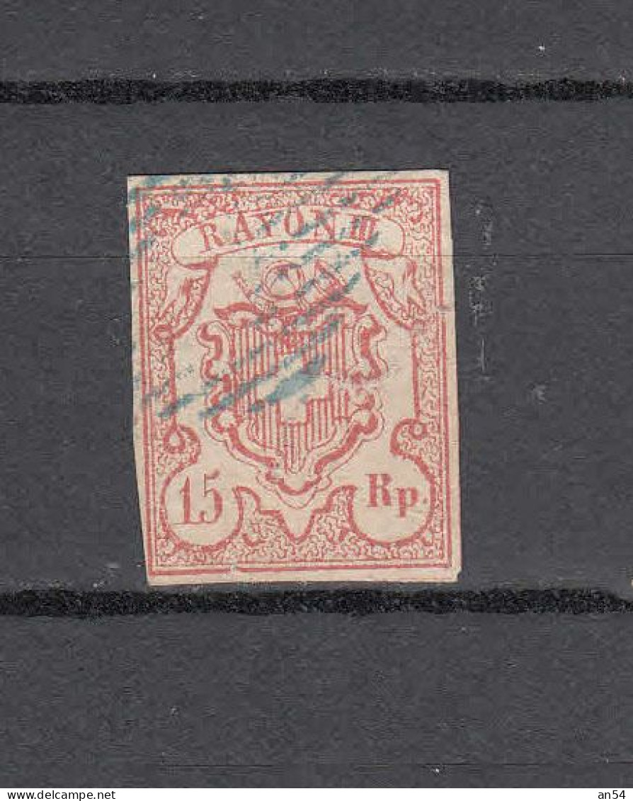 1852 N° 20  OBLITERE      COTE 200.00        CATALOGUE SBK - 1843-1852 Federal & Cantonal Stamps