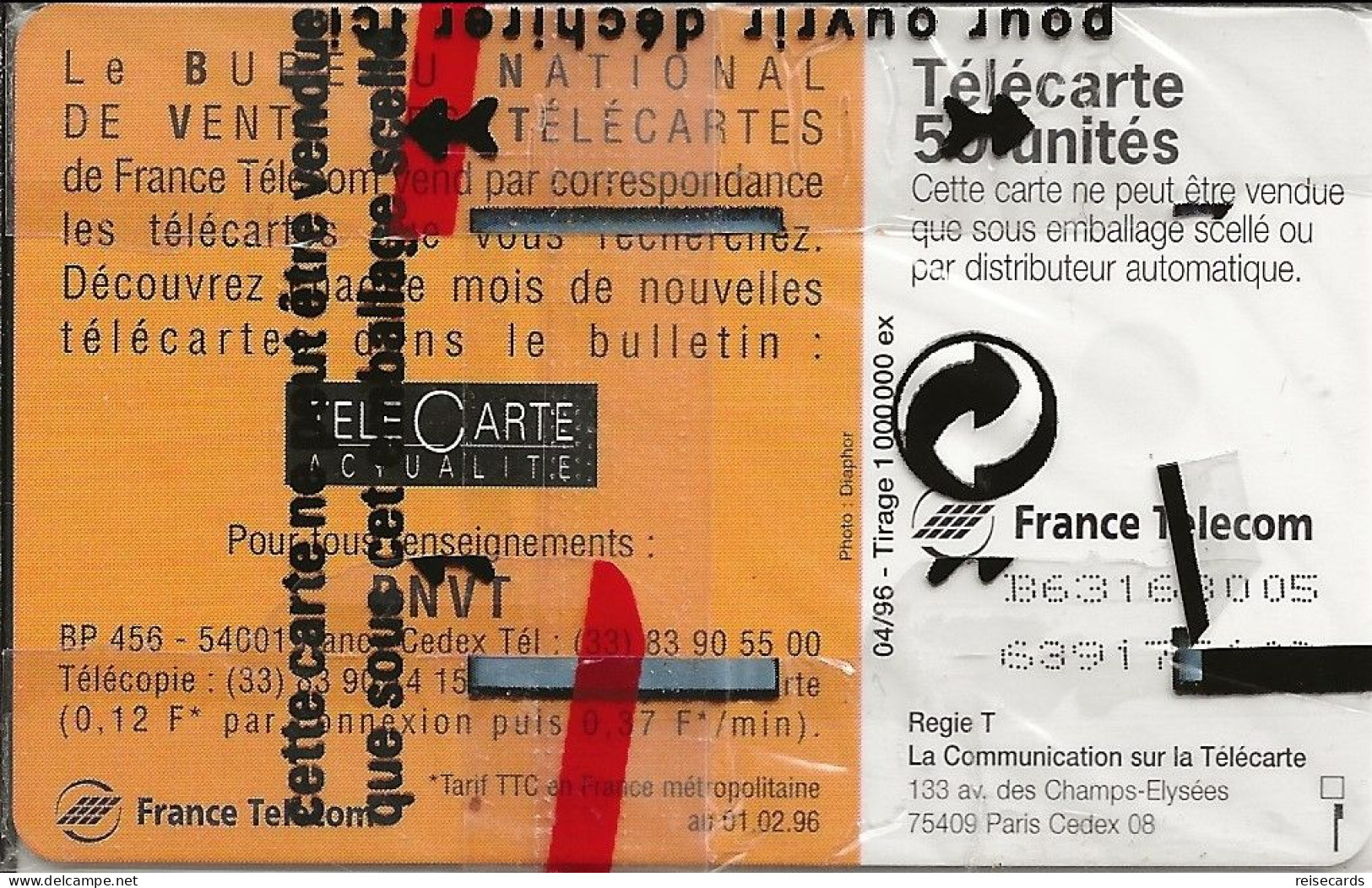 France: France Telecom 04/96 F639B BNVT Passionnément Télécarte. NSB - 1996