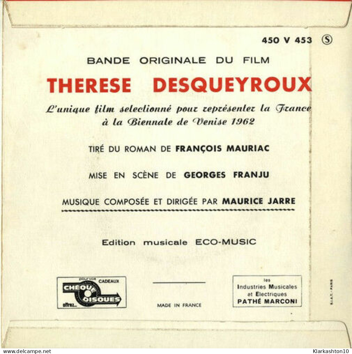 Bande Originale Du Film Thérèse Desqueyroux - Zonder Classificatie