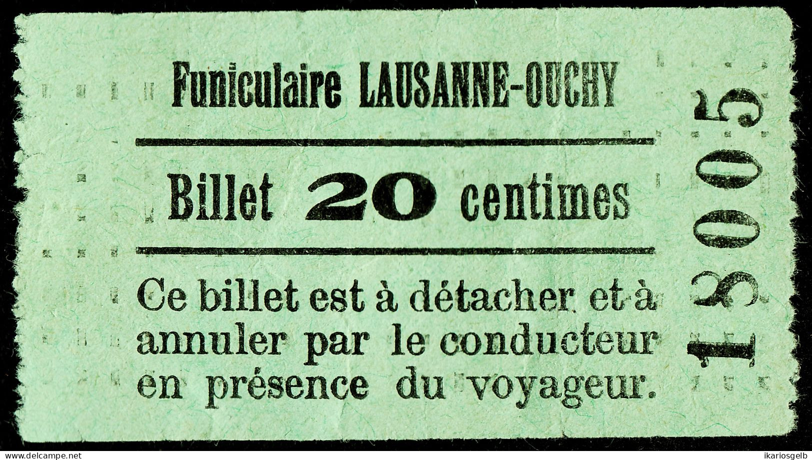 SSCHWEIZ Suisse LAUSANNE ~1938 Funiculaire Zahnradbahn Fahrkarte Biglietto Ticket Billet Cog Railway Train A Cremaillere - Europe