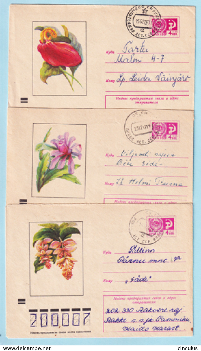 USSR 1972.0118. Flowers. Prestamped Covers (3), Used - 1970-79