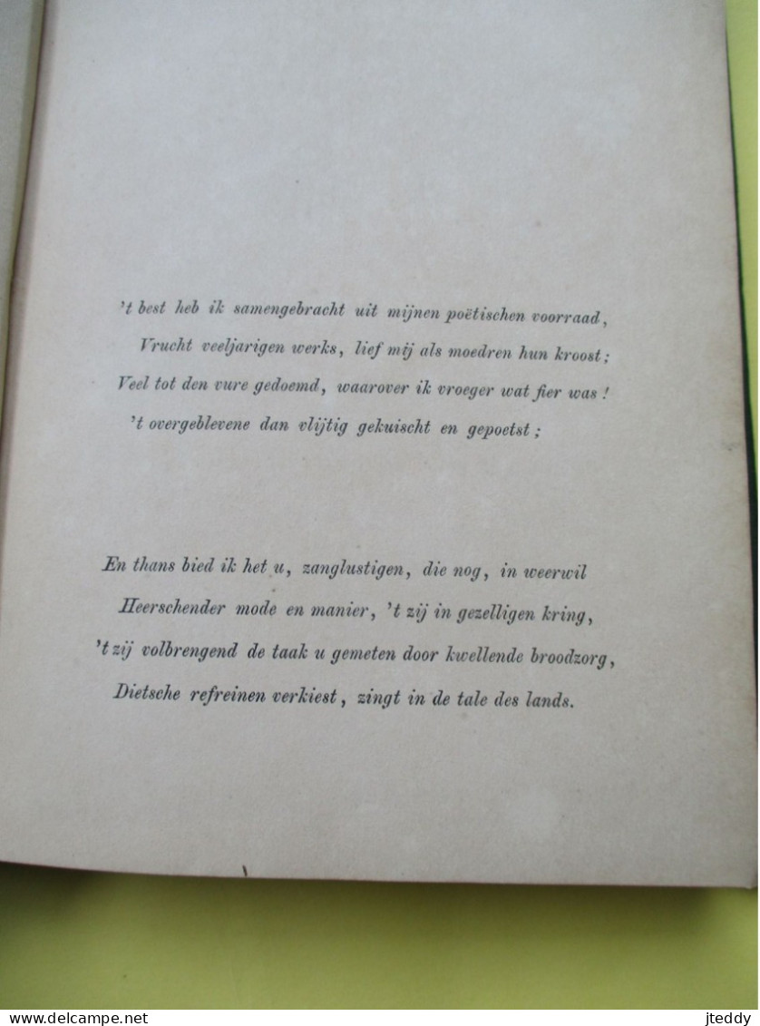 Oud Origineel Boek 1868   In Groen Harde Kaft  LIEDEREN  VAN  FRANS DE  CORT - Anciens