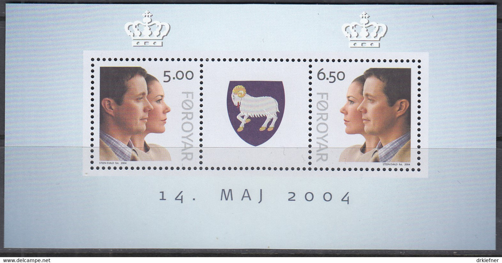 FÄRÖER  Block 17, Postfrisch **, Hochzeit Von Kronprinz Frederik Und Mary, 2004 - Islas Faeroes