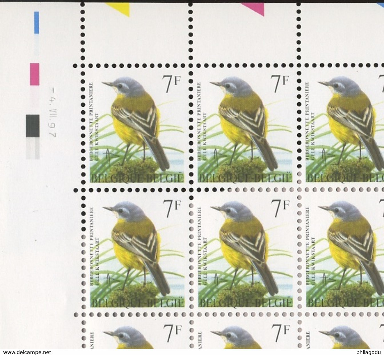 7-F Bergeronnette.  Feuille. Blad  Pl 1 - 1985-.. Birds (Buzin)