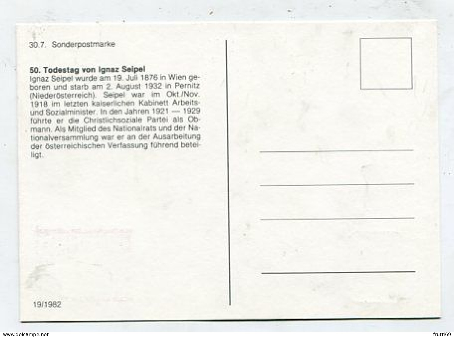 MC 213296 AUSTRIA - 50. Todestag Von Ignaz Seipel - Maximum Cards