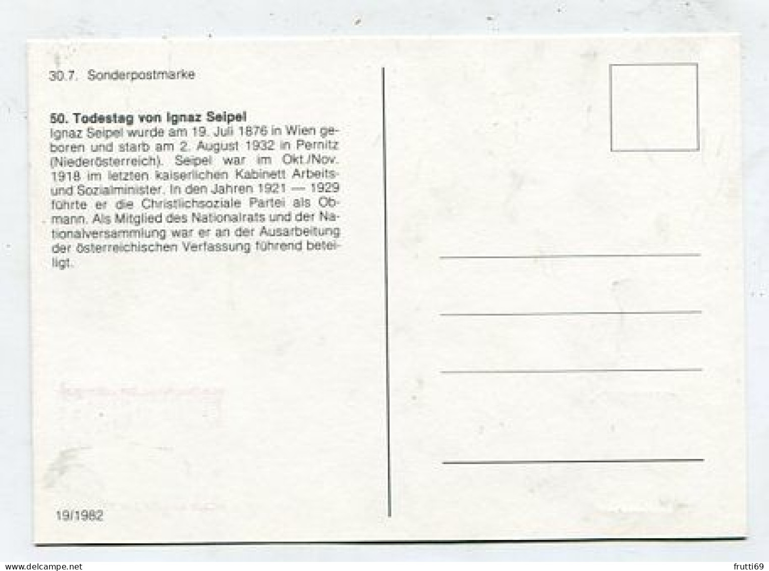 MC 213296 AUSTRIA - 50. Todestag Von Ignaz Seipel - Cartes-Maximum (CM)