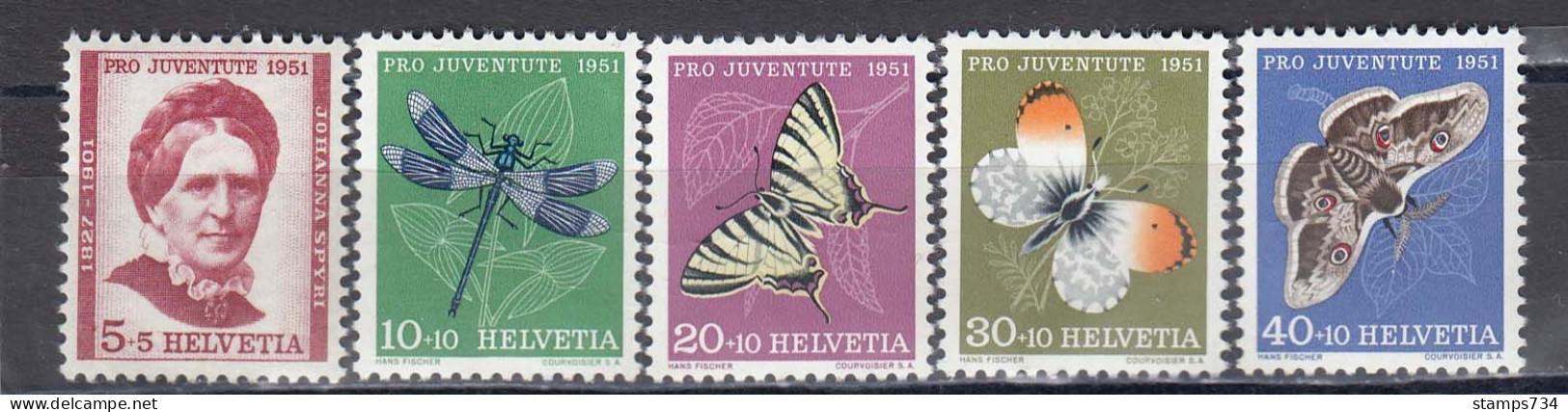 Switzerland 1951 - Pro Juventute: Insekten, Mi-Nr. 561/65, MNH** - Ungebraucht