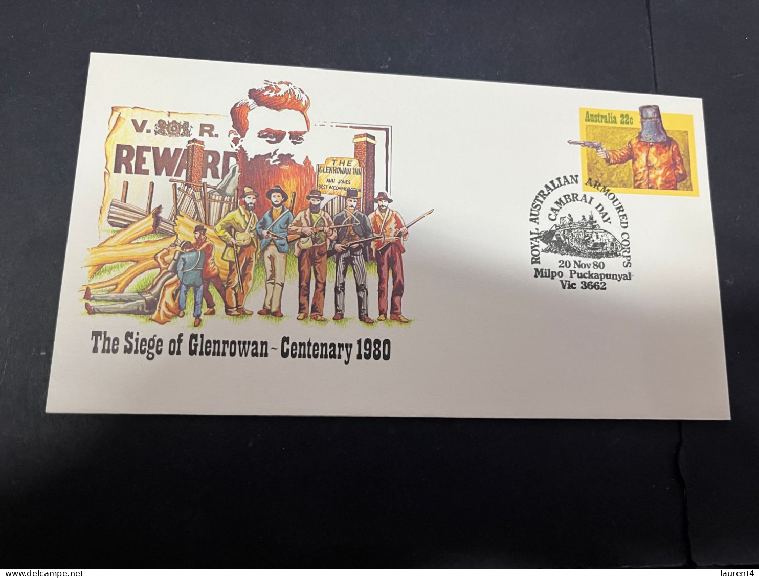 17-4-2024 (2 X 19) Australia - 1980 - Siege Of Glenrowan (Royal Australian Armoured Corps) - Sobre Primer Día (FDC)