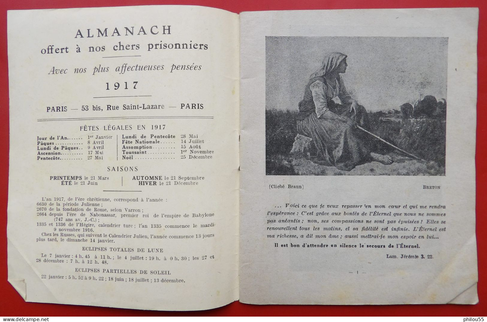 Almanach Des Prisonniers De Guerre Francais 1917 - War 1914-18