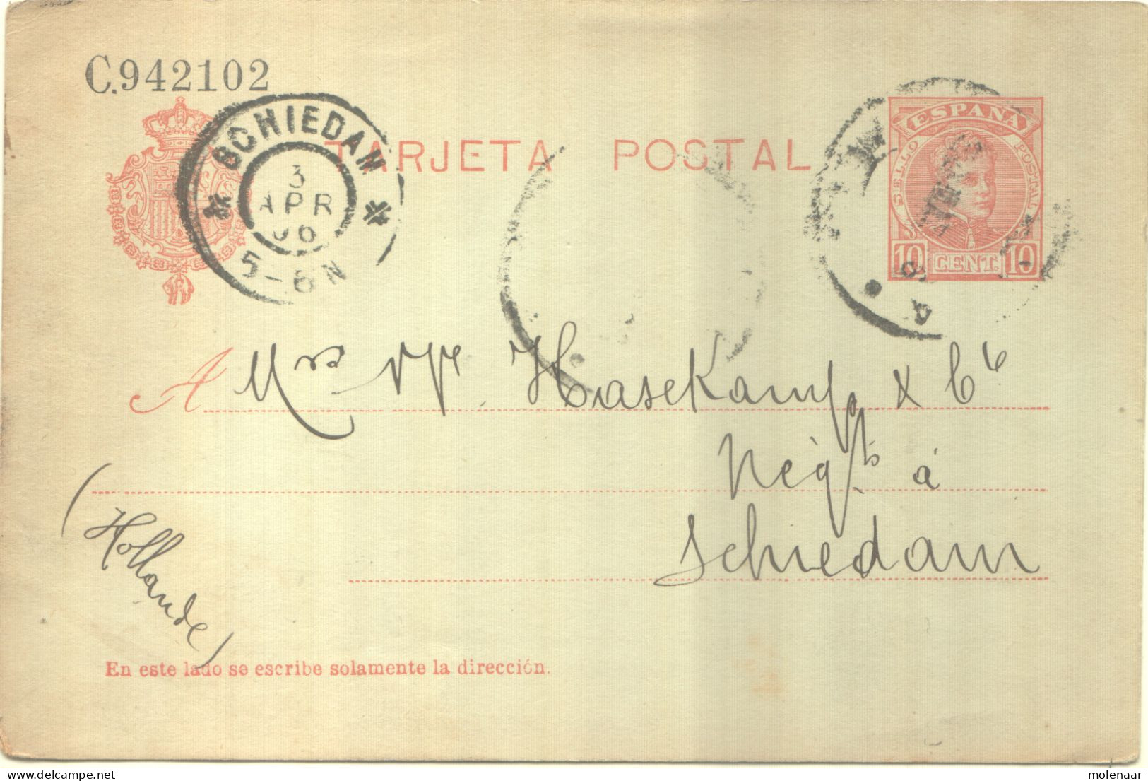 Postzegels > Europa > Spanje > 1889-1931 Koninkrijk: Alfonso XIII >briefkaart Uit 1905 (16810) - Cartas & Documentos