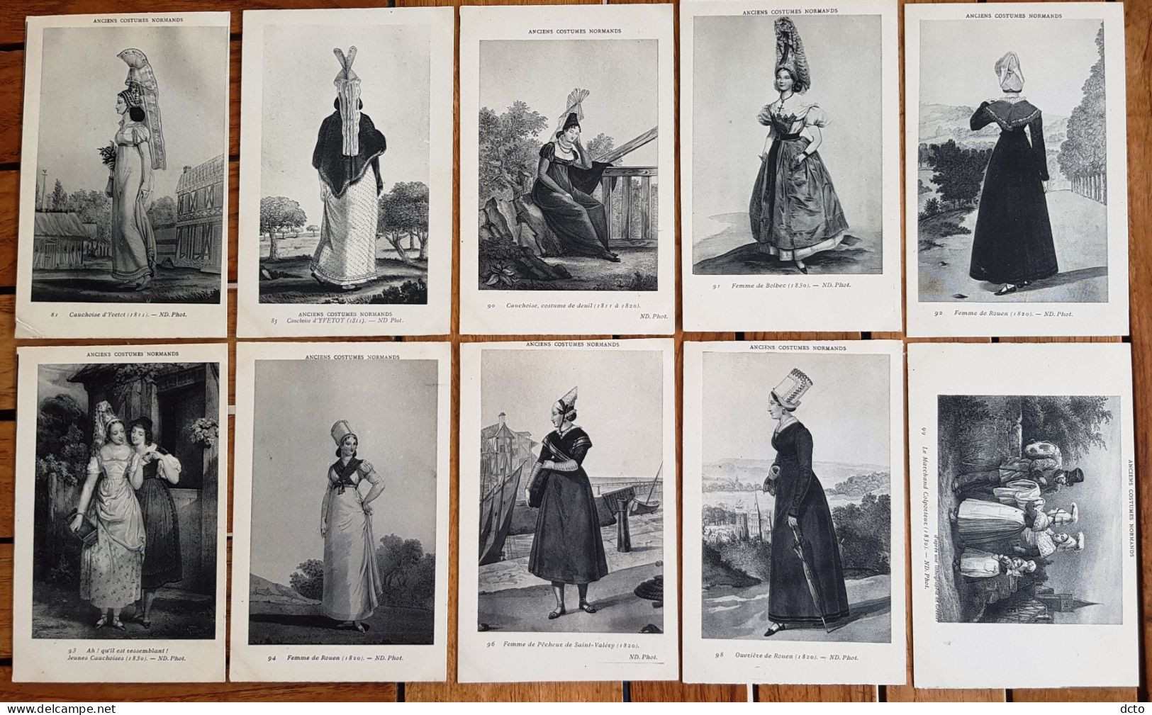 10 Cpa Anciens Costumes Normands (Yvetot, Cauchoise, Bolbec, Rouen, St-Valery, Colporteur) - Haute-Normandie