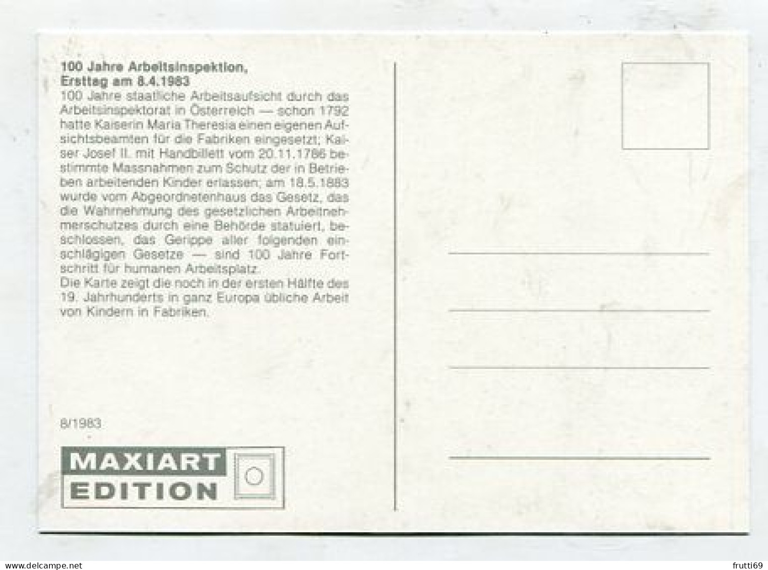 MC 213301 AUSTRIA - 100. Jahre Arbeitsinspektion - Cartes-Maximum (CM)